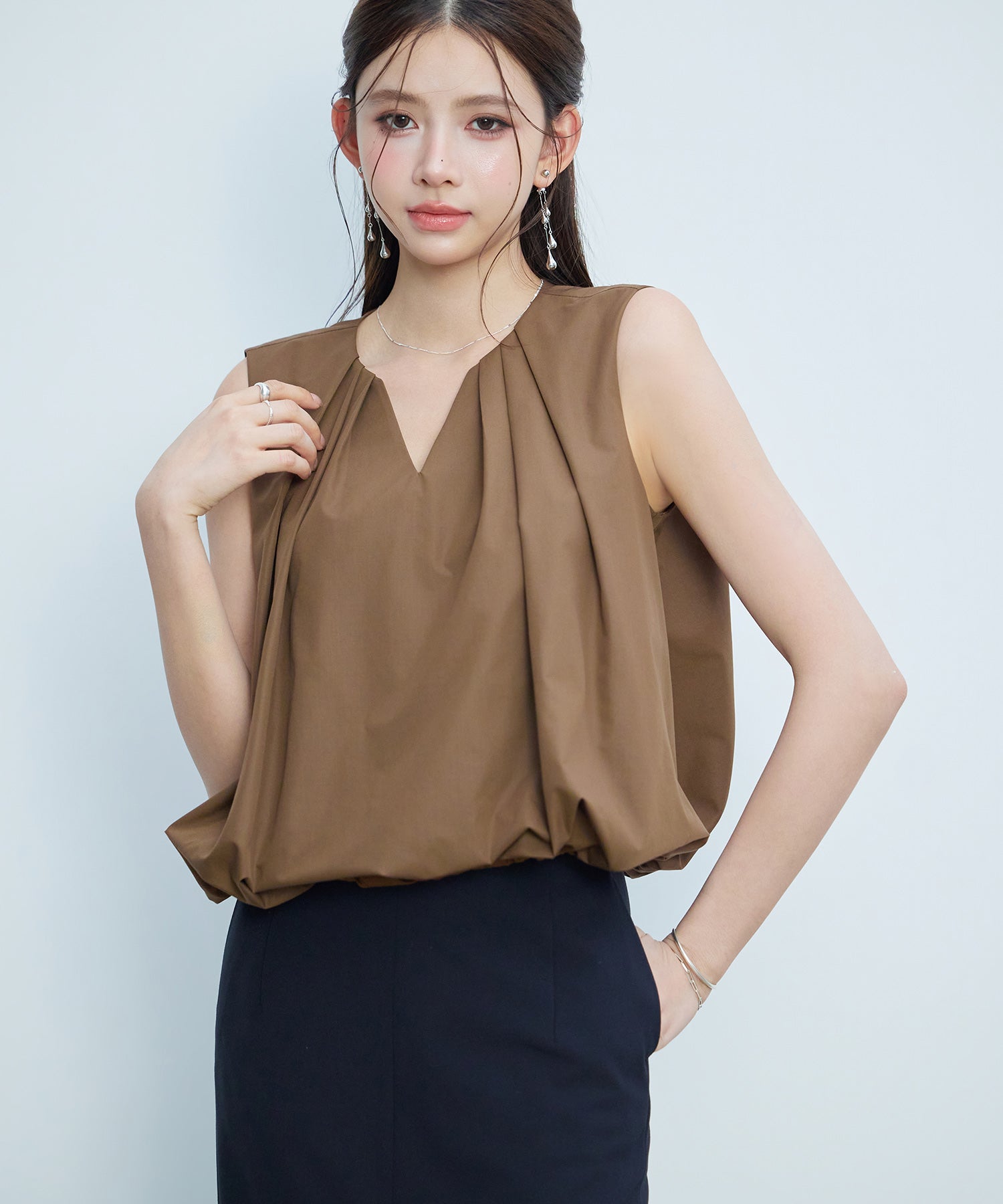 ノースリーブブバルーン裾ラウスsdp0382-102-17