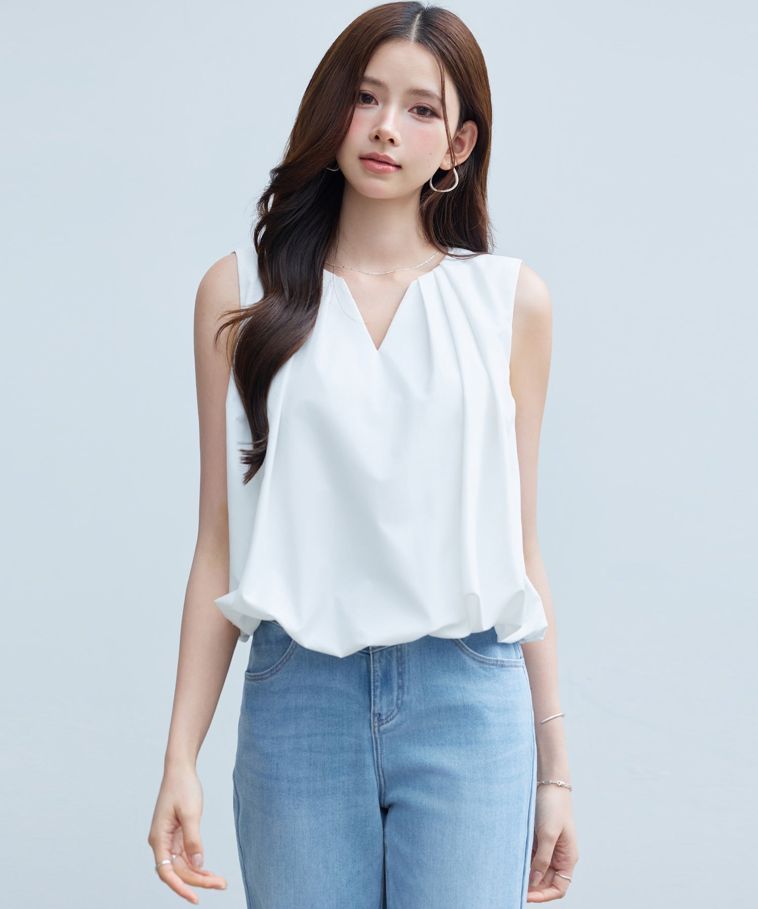 ノースリーブブバルーン裾ラウスsdp0382-102-1