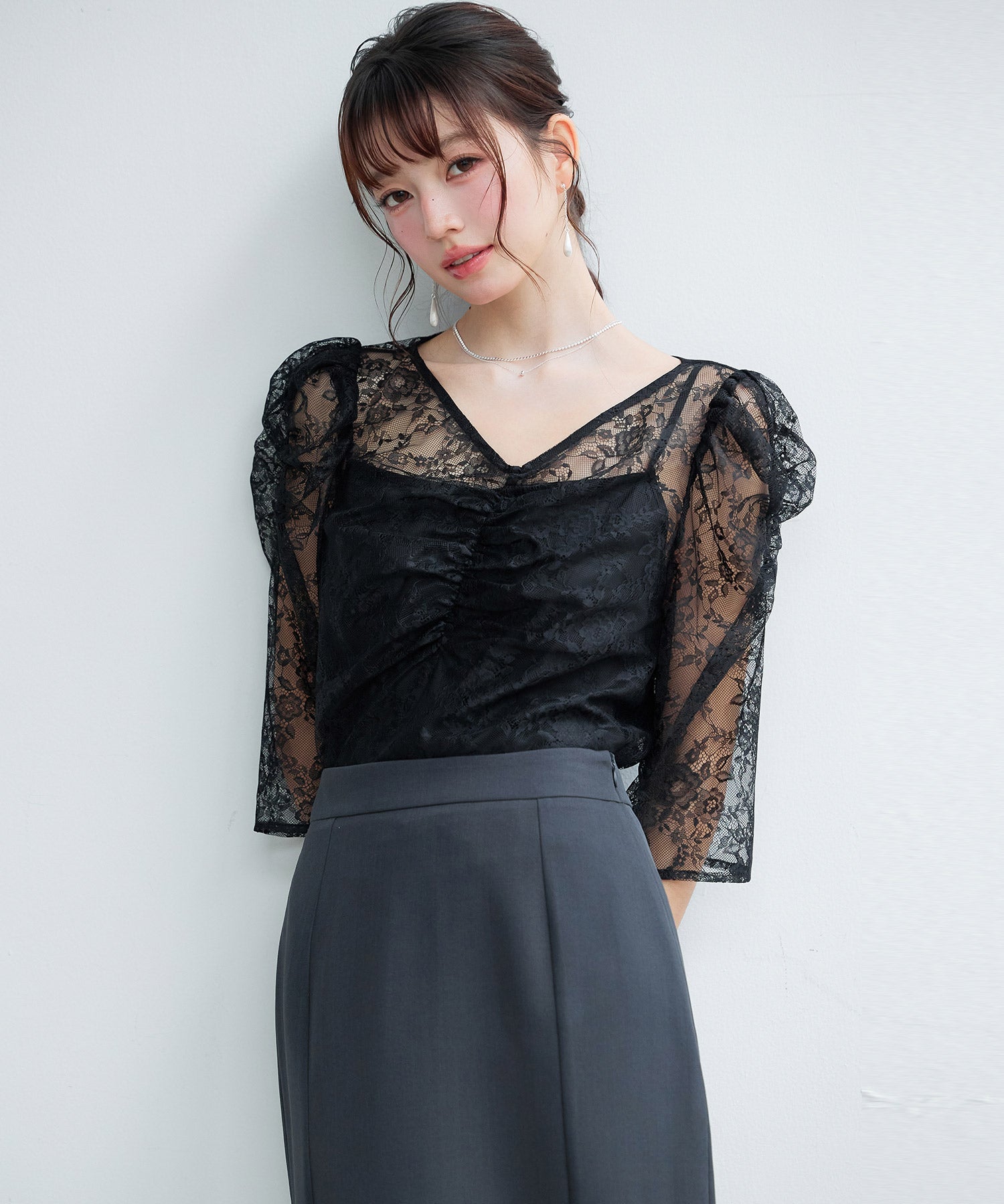 レースブラウス×インナーの2点セットsdp0383
