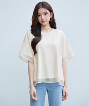 異素材ラグランスリーブTシャツsdp0386 ライトベージュ