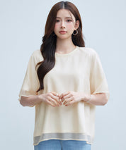 異素材ラグランスリーブTシャツsdp0386 ライトベージュ