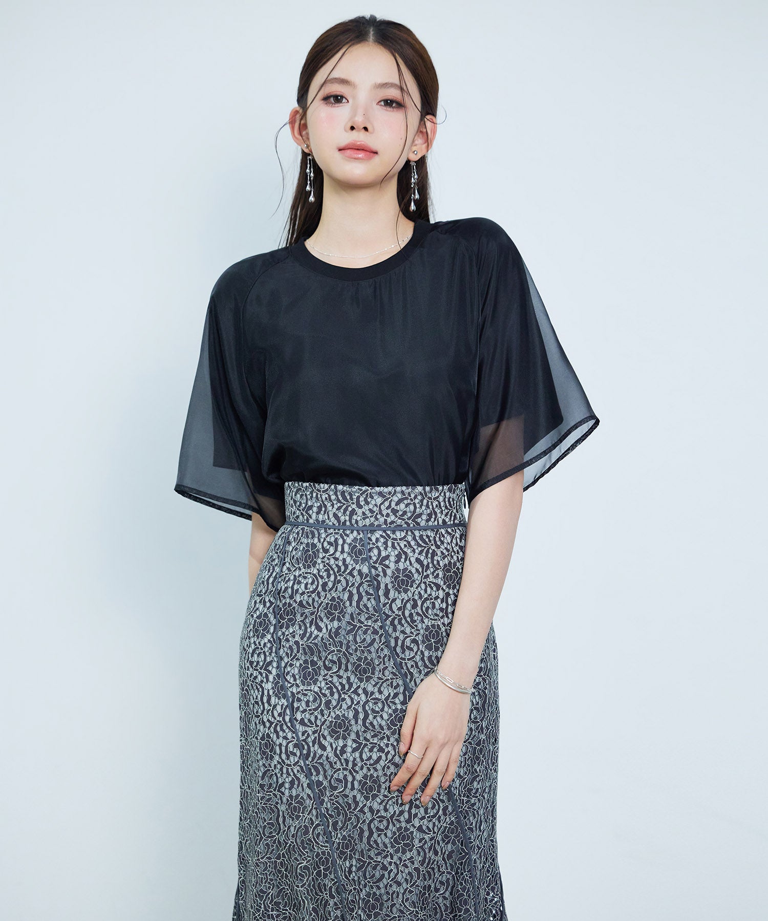 異素材ラグランスリーブTシャツsdp0386 ブラック