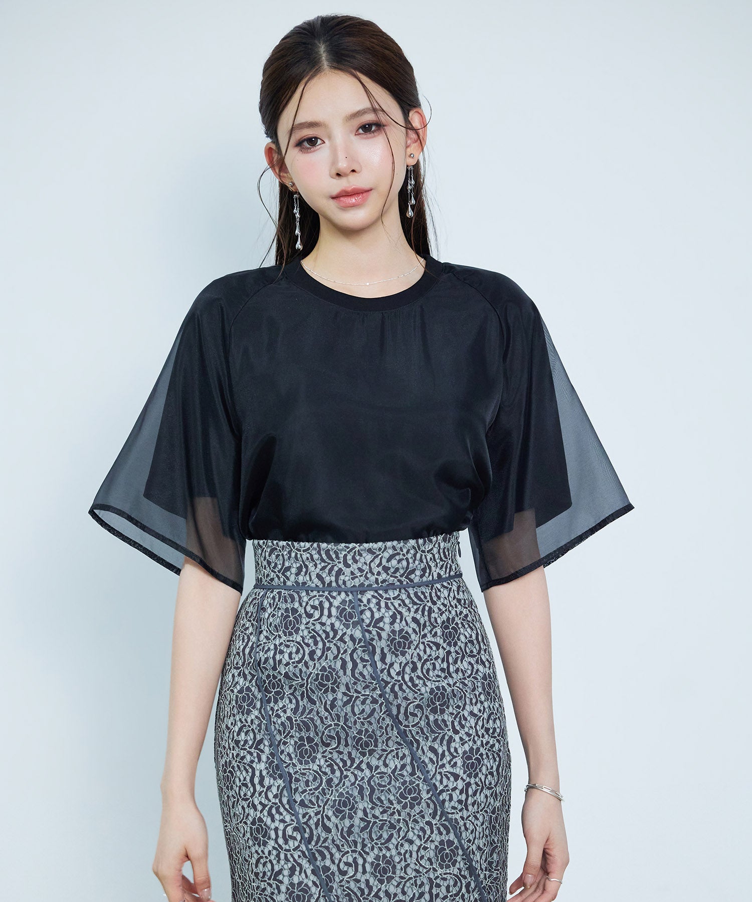 異素材ラグランスリーブTシャツsdp0386 ブラック