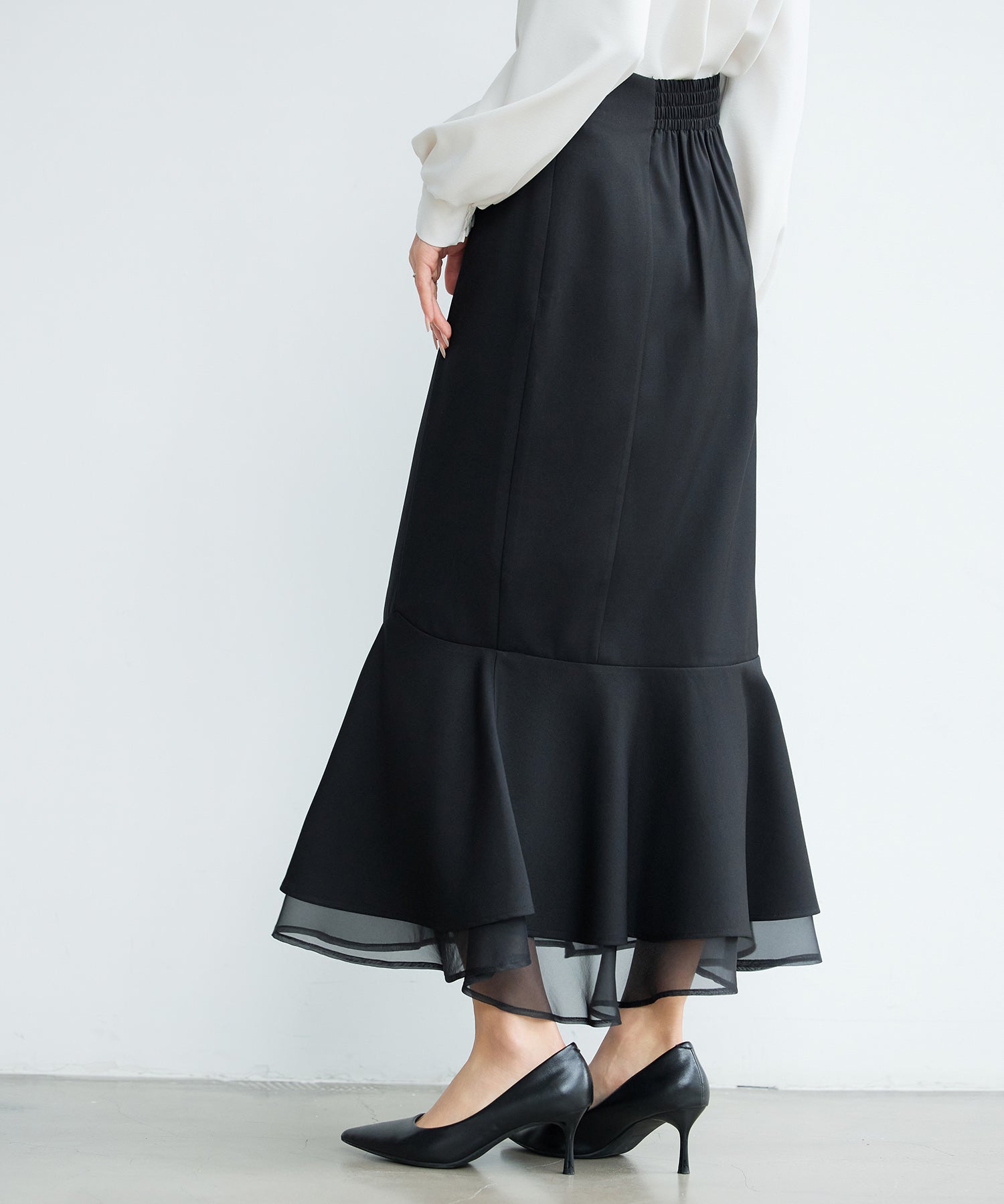 アシンメトリー二段フリルスカートsdp0393 ブラック
