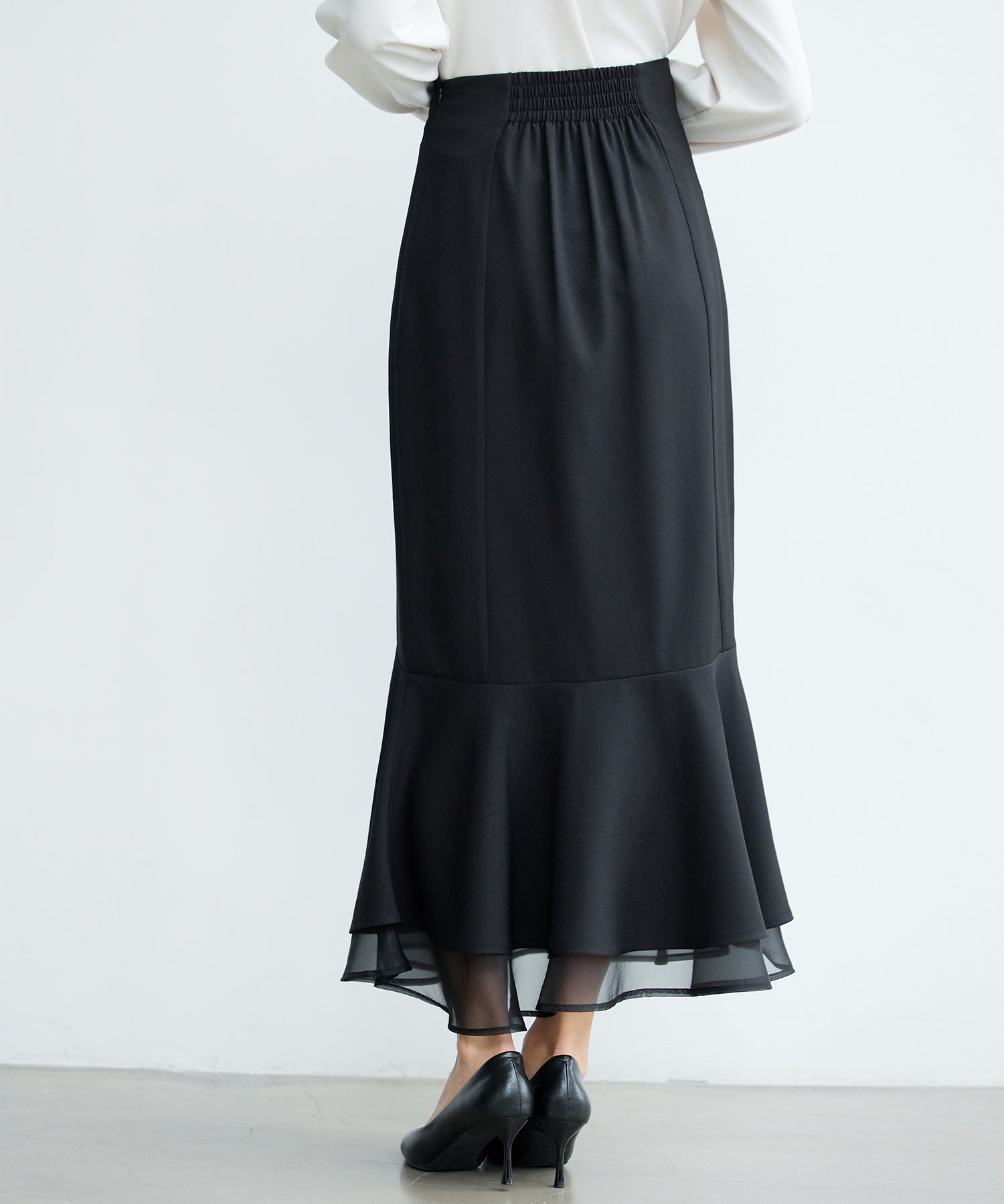 アシンメトリー二段フリルスカートsdp0393 ブラック
