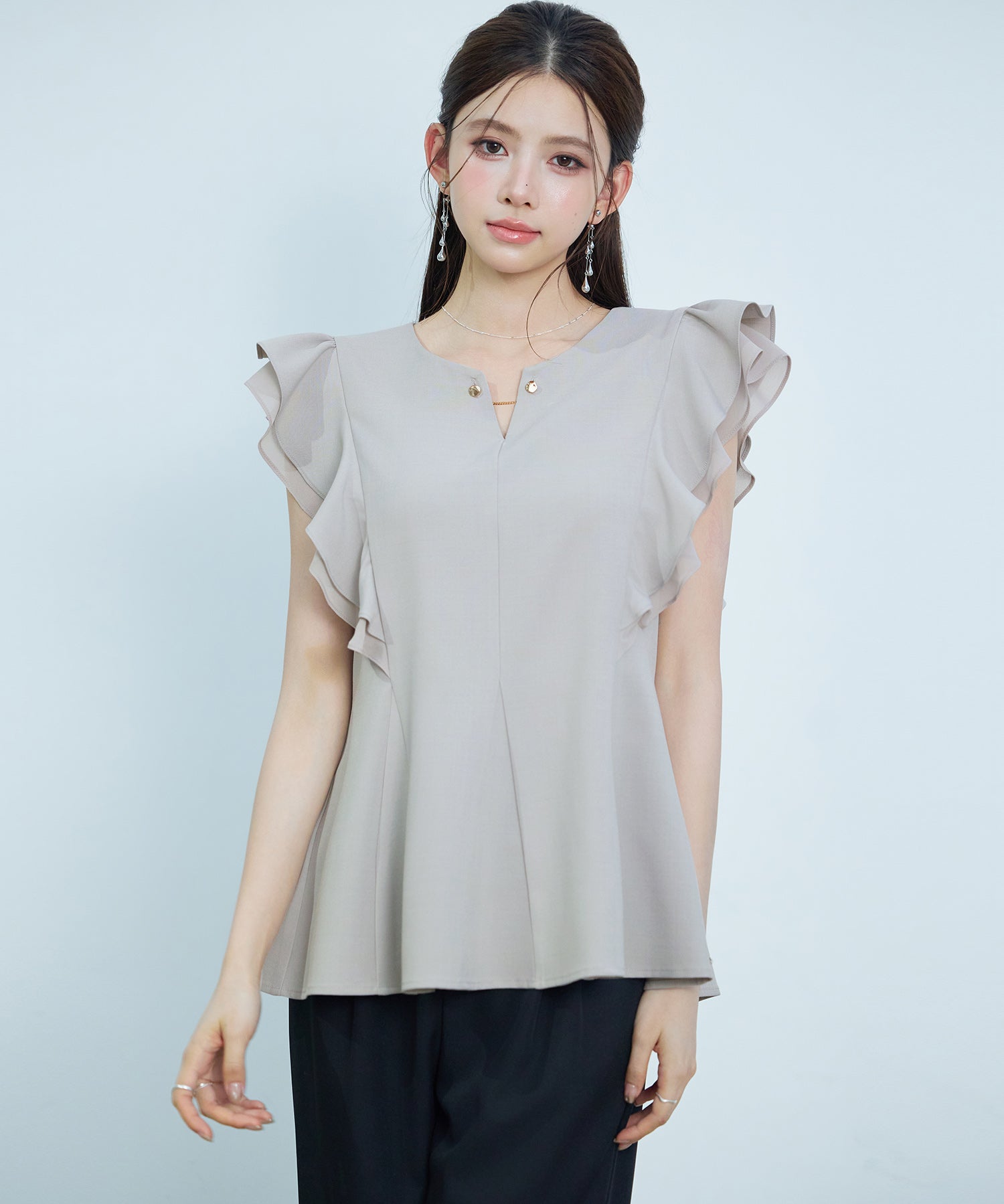 ダブルフリルキーネックブラウスsdp0394-102-149