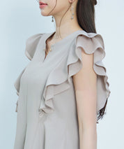 ダブルフリルキーネックブラウスsdp0394 オートミール