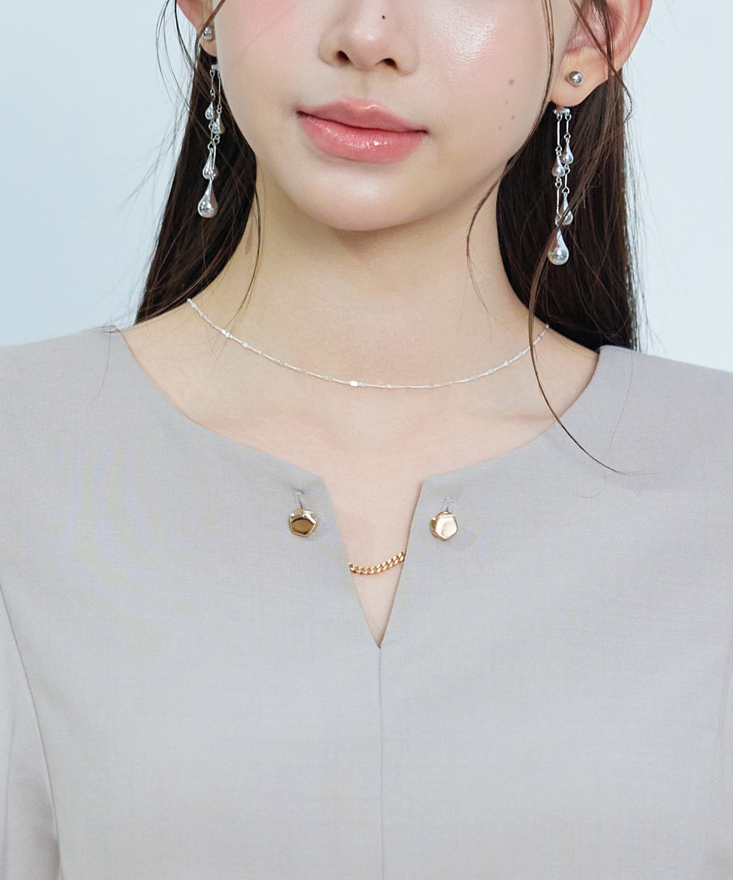 ダブルフリルキーネックブラウスsdp0394 オートミール