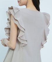 ダブルフリルキーネックブラウスsdp0394 オートミール