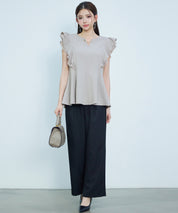 ダブルフリルキーネックブラウスsdp0394 オートミール