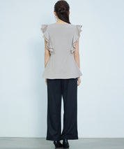 ダブルフリルキーネックブラウスsdp0394 オートミール