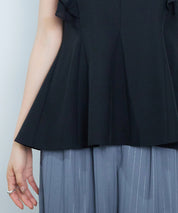 ダブルフリルキーネックブラウスsdp0394 ブラック