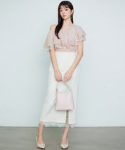 刺繡入りオーガンジーフリルブラウスsdp0396 ピンク