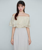 刺繡入りオーガンジーフリルブラウスsdp0396 アイボリー