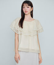 刺繡入りオーガンジーフリルブラウスsdp0396 アイボリー