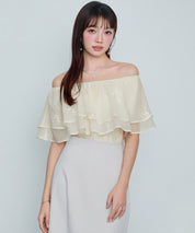 刺繡入りオーガンジーフリルブラウスsdp0396 アイボリー