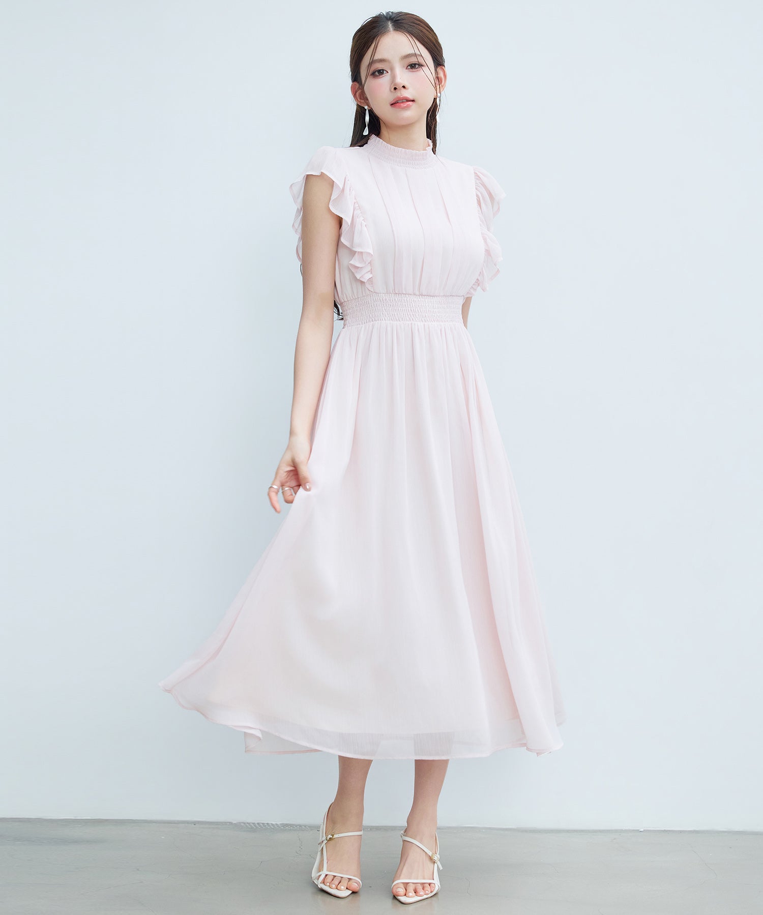 ふんわりシフォンフレアスリーブワンピースsdp0398 ピンク – [公式 