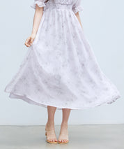 オフショルダー花柄シフォンワンピースsdp0406 ラベンダー