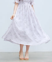 オフショルダー花柄シフォンワンピース ｜ 全2色 × 3サイズ