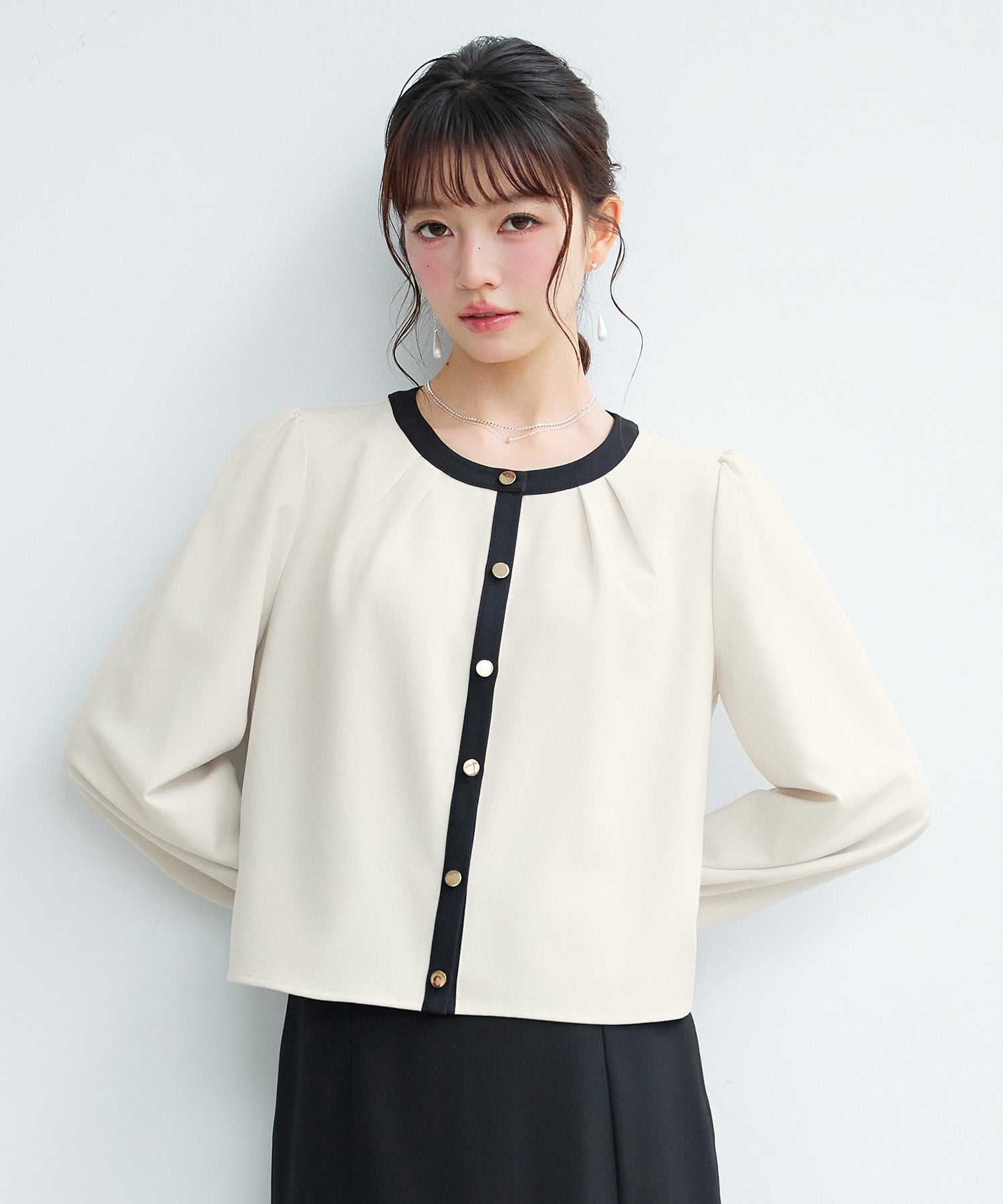 バイカラータックブラウスsdp0407-102-14