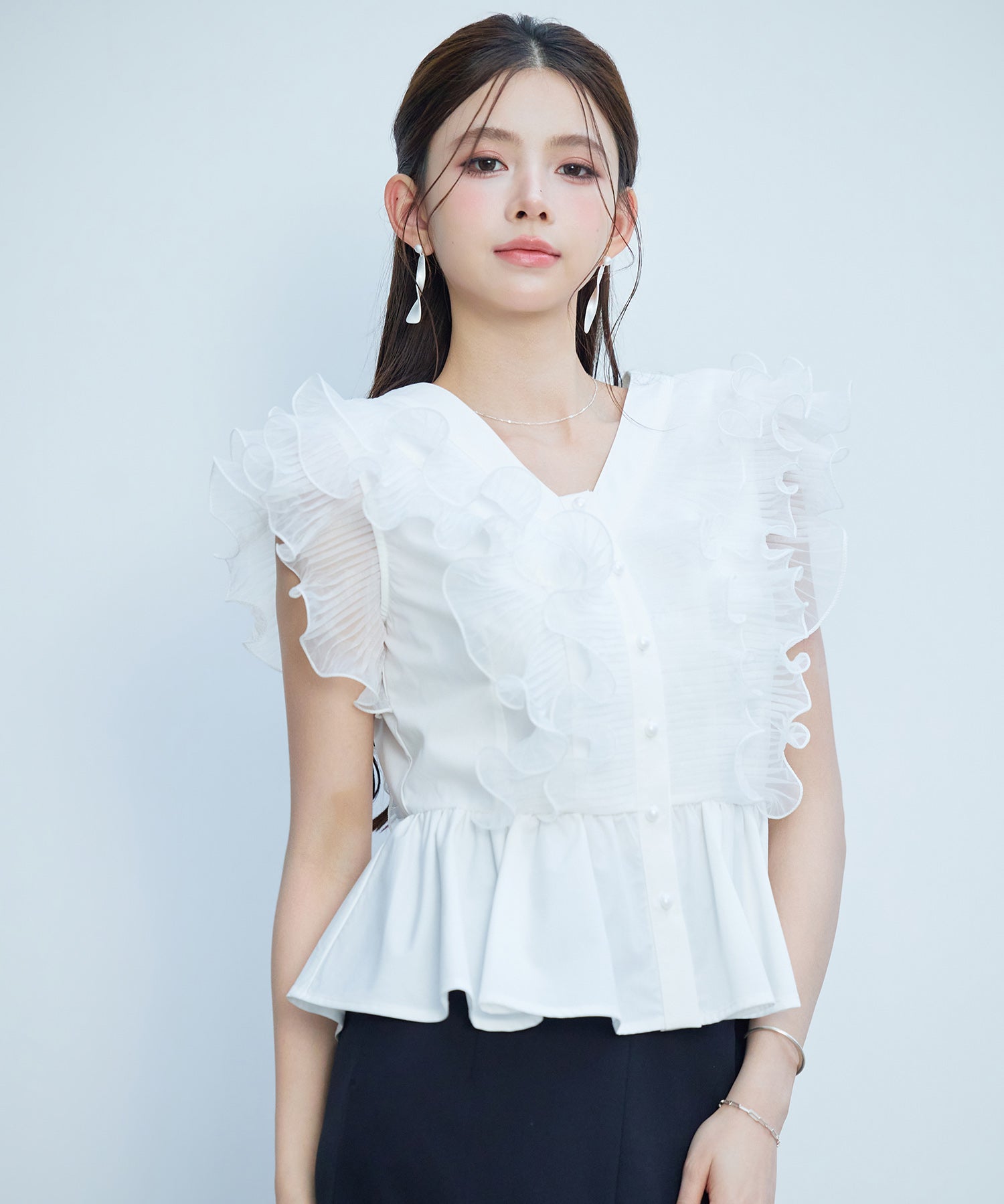 ラッフルフリルペプラムブラウスsdp0409-102-1
