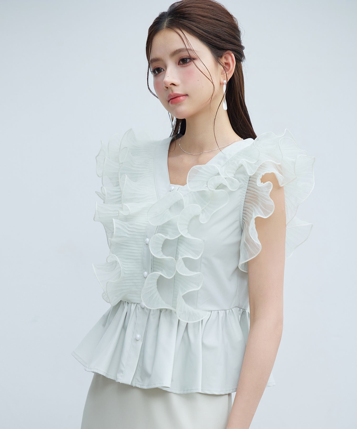 ラッフルフリルペプラムブラウスsdp0409-102-50