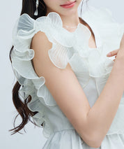 ラッフルフリルペプラムブラウスsdp0409 ミント