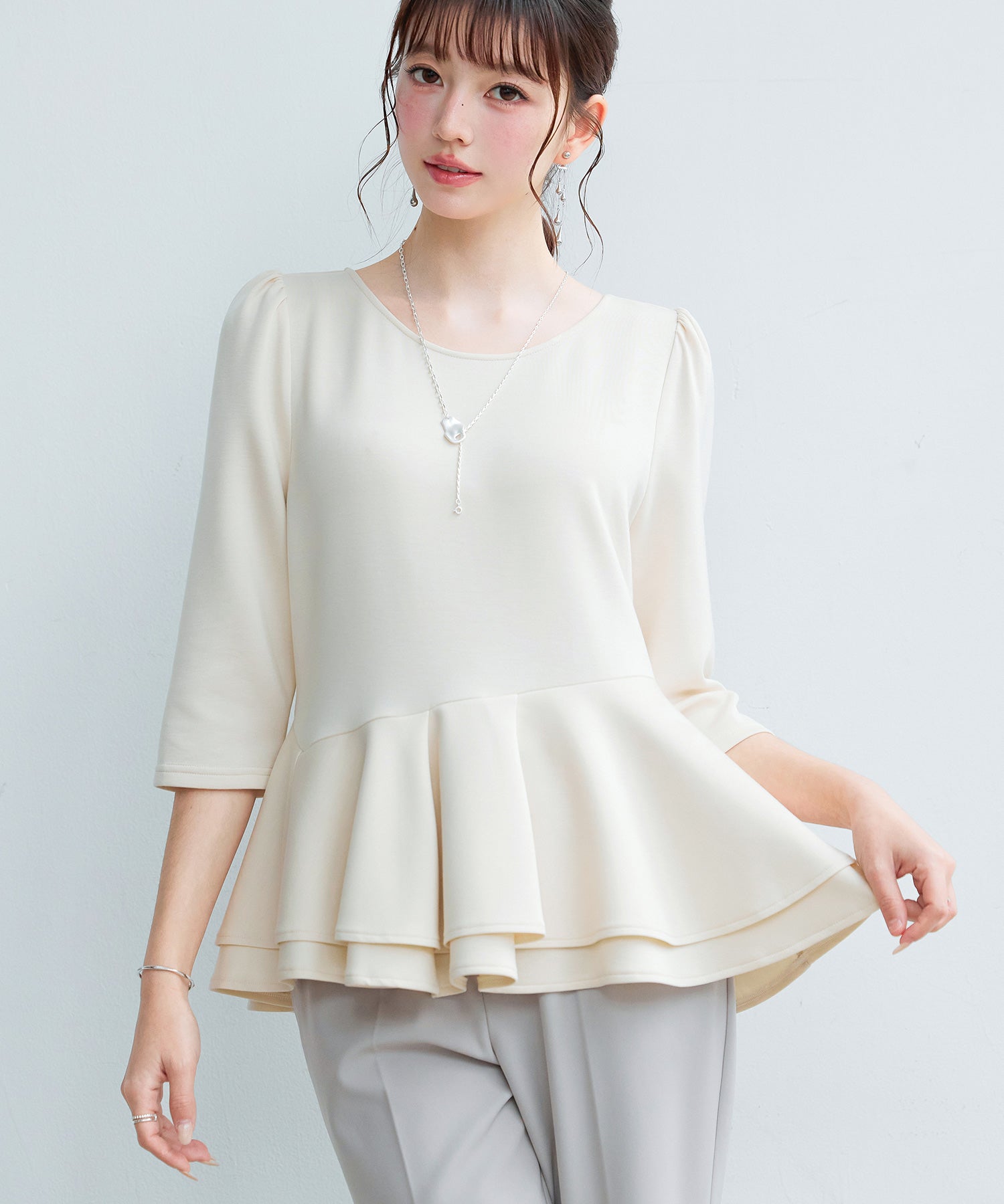 二段フリルギャザースリーブカットソーsdp0413-102-14