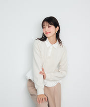 異素材がドッキングしたフレアカットソー