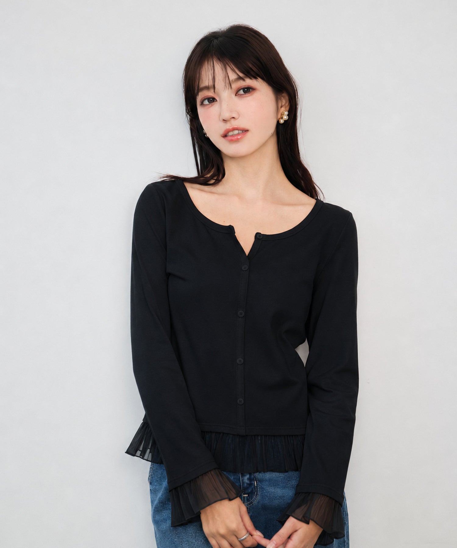 異素材ドッキングしたカットソー