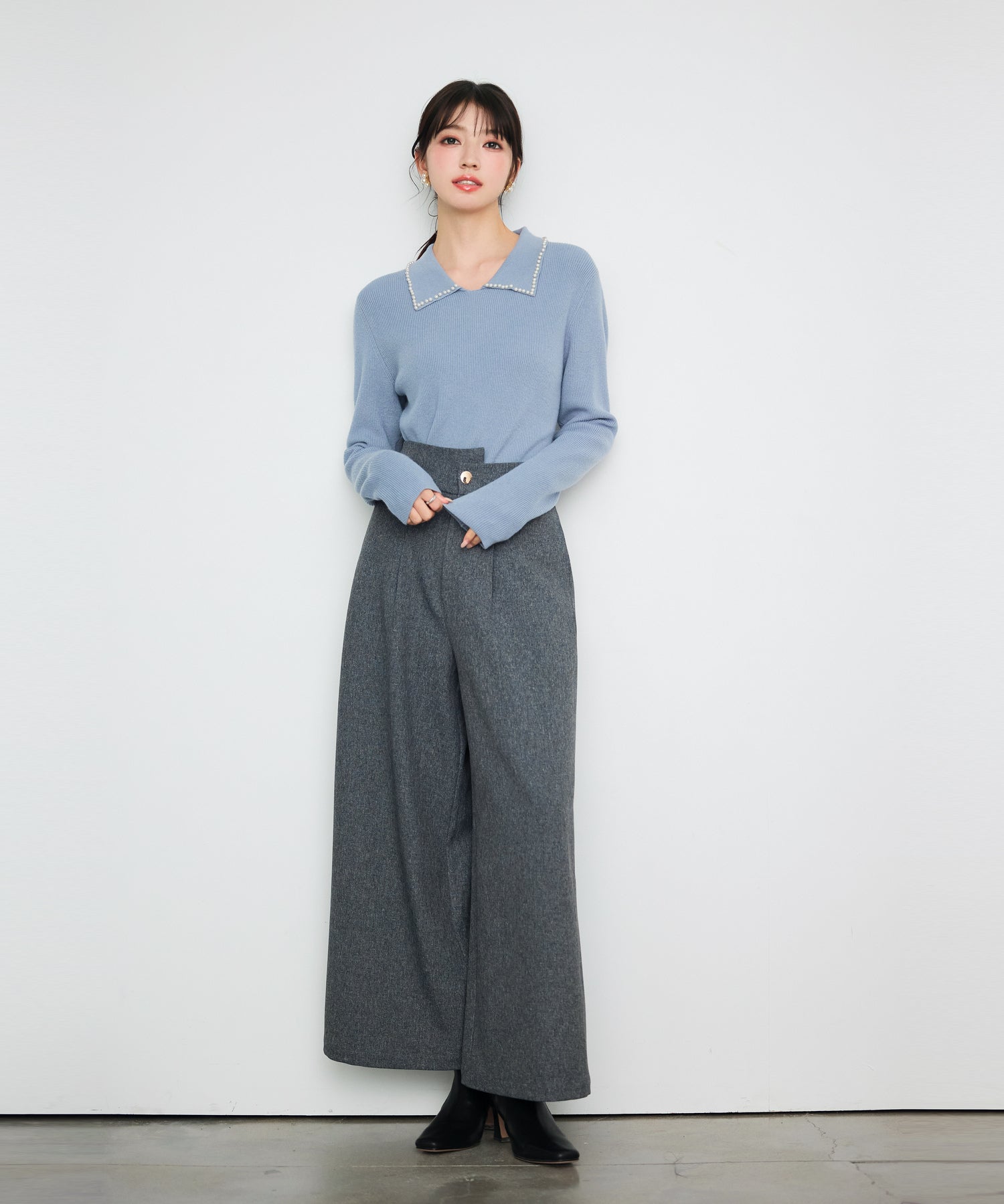 アシンメトリウエストワイドパンツ