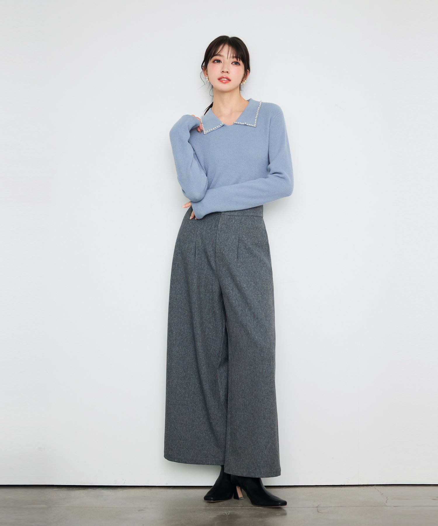 アシンメトリウエストワイドパンツ