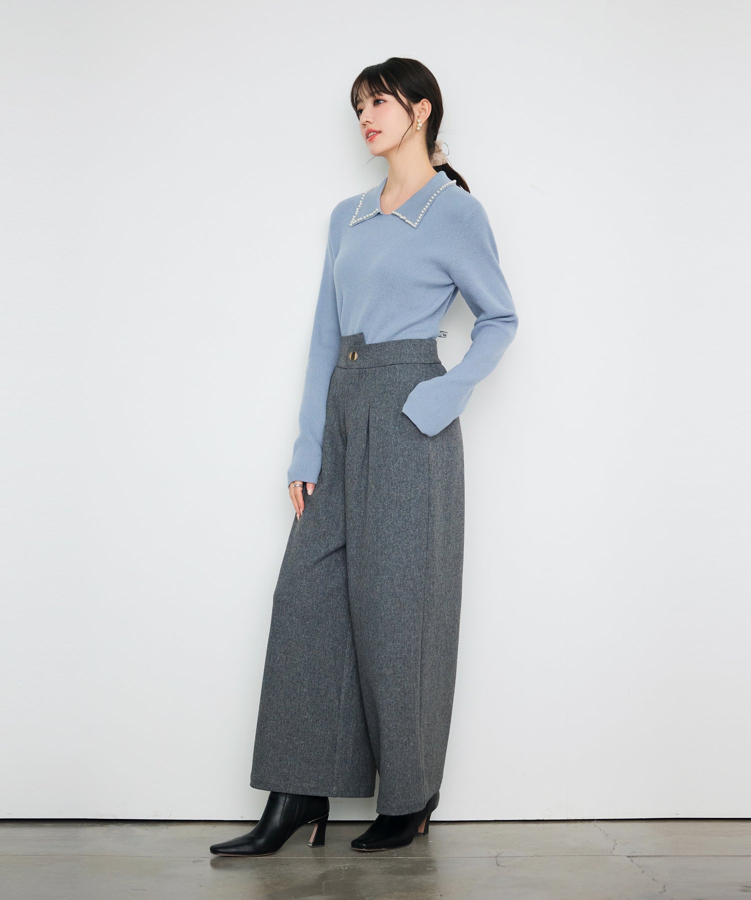 アシンメトリウエストワイドパンツ