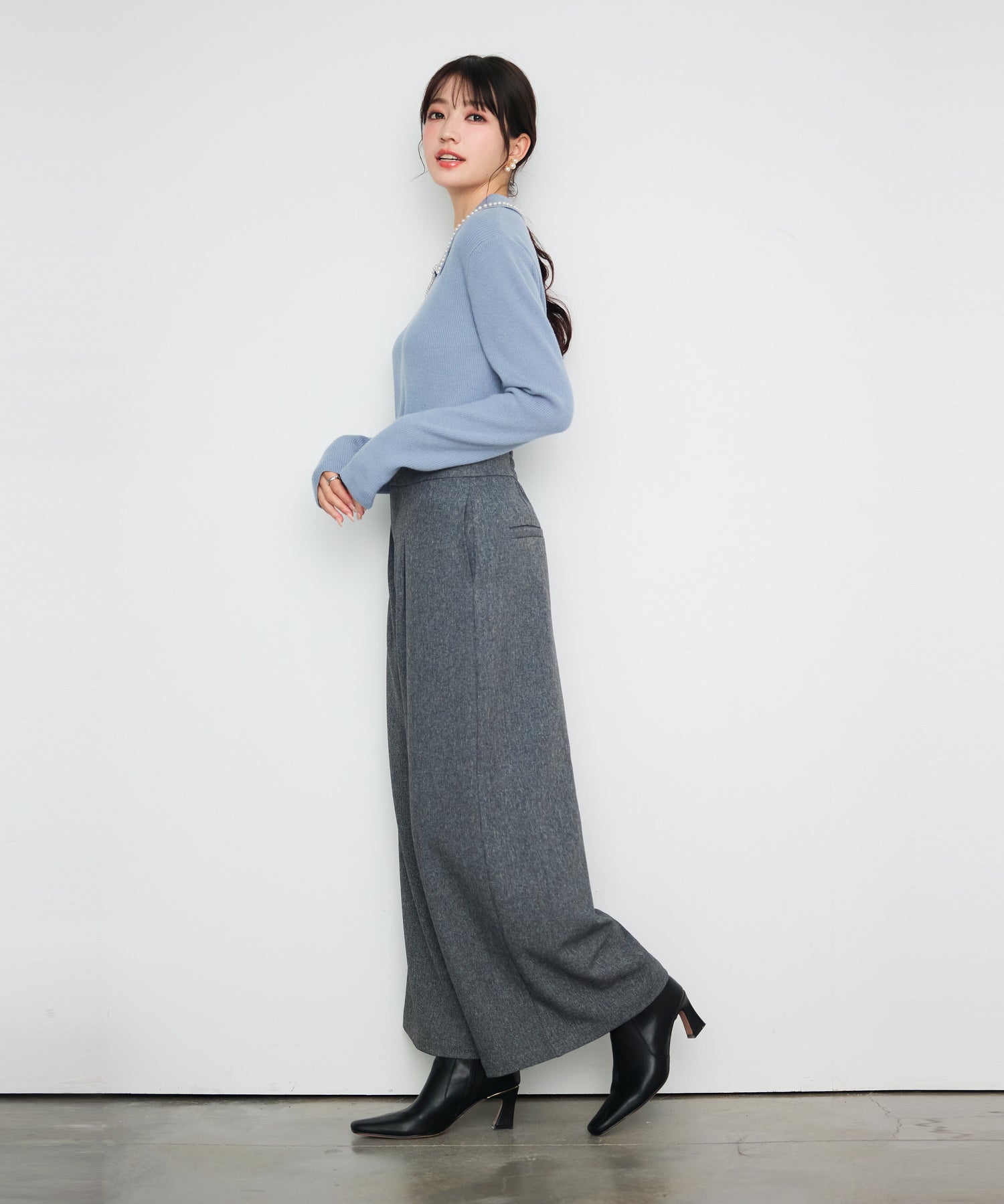 アシンメトリウエストワイドパンツ