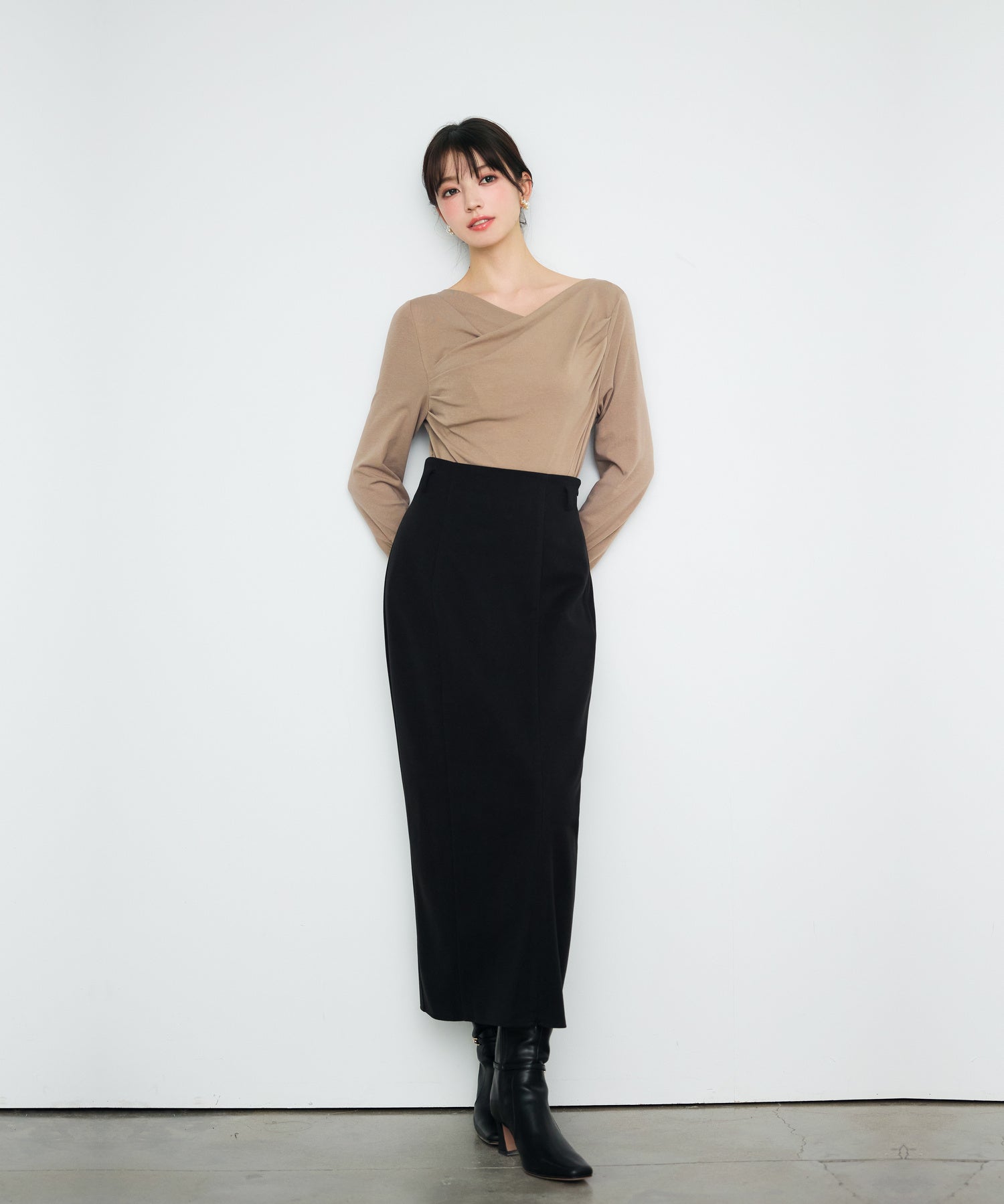 共布ベルト付きロングスカート