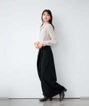 ラップ風ハイウエストワイドパンツ