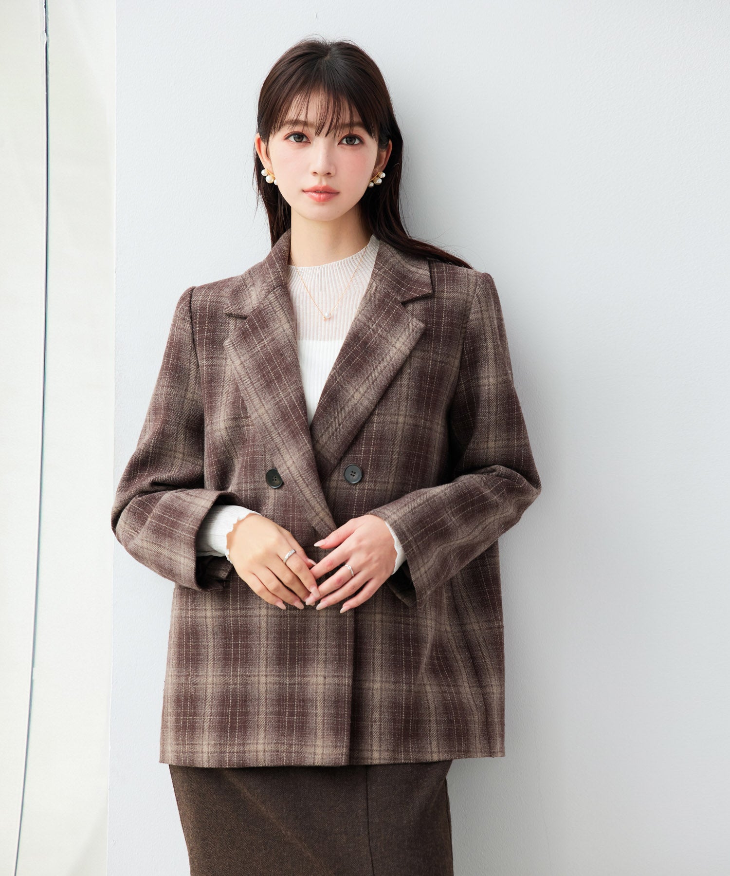 起毛感のあるチェック柄ジャケット