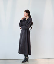 スエード生地カシュクールロングワンピース