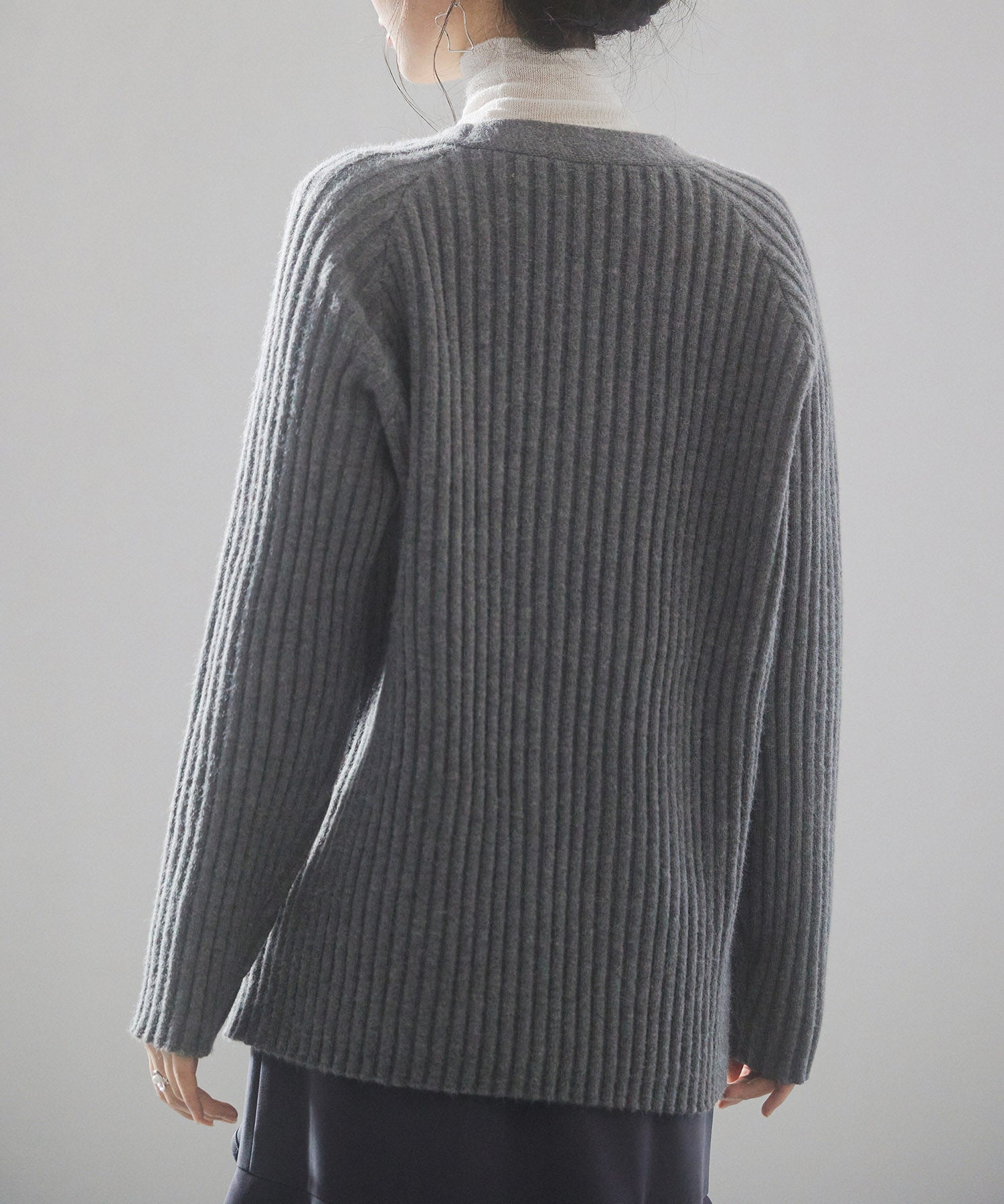 ファーポケットVネックニットカーディガンsdp8029 グレー