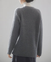 ファーポケットVネックニットカーディガンsdp8029 グレー