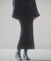 ふわふわシャギー素材タイトニットスカートsdp8033 ブラック