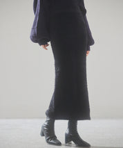 ふわふわシャギー素材タイトニットスカートsdp8033 ブラック