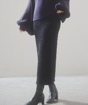 ふわふわシャギー素材タイトニットスカートsdp8033 ブラック