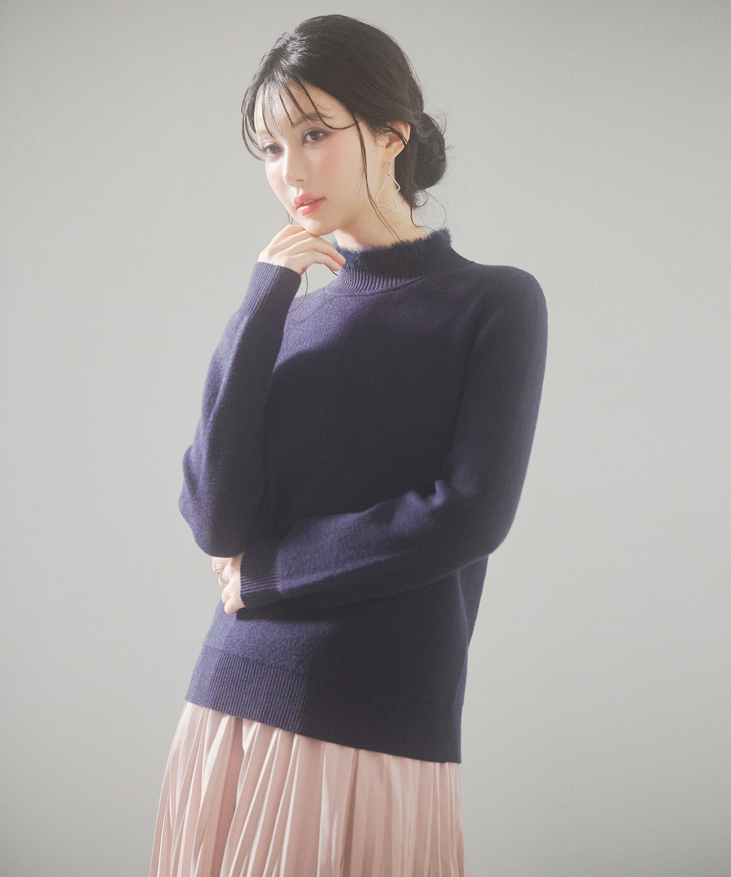 裏起毛ハイネックニットプルオーバーsdp8040 ネイビー – [公式]SAISON