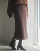 裏起毛タイトニットスカートsdp8041 ダークブラウン