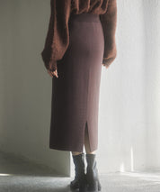 裏起毛タイトニットスカートsdp8041 ダークブラウン