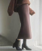 裏起毛タイトニットスカートsdp8041 ダークブラウン