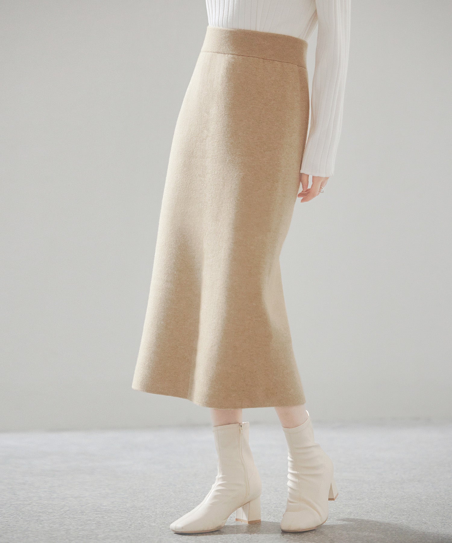 裏起毛タイトニットスカートsdp8041 ベージュ