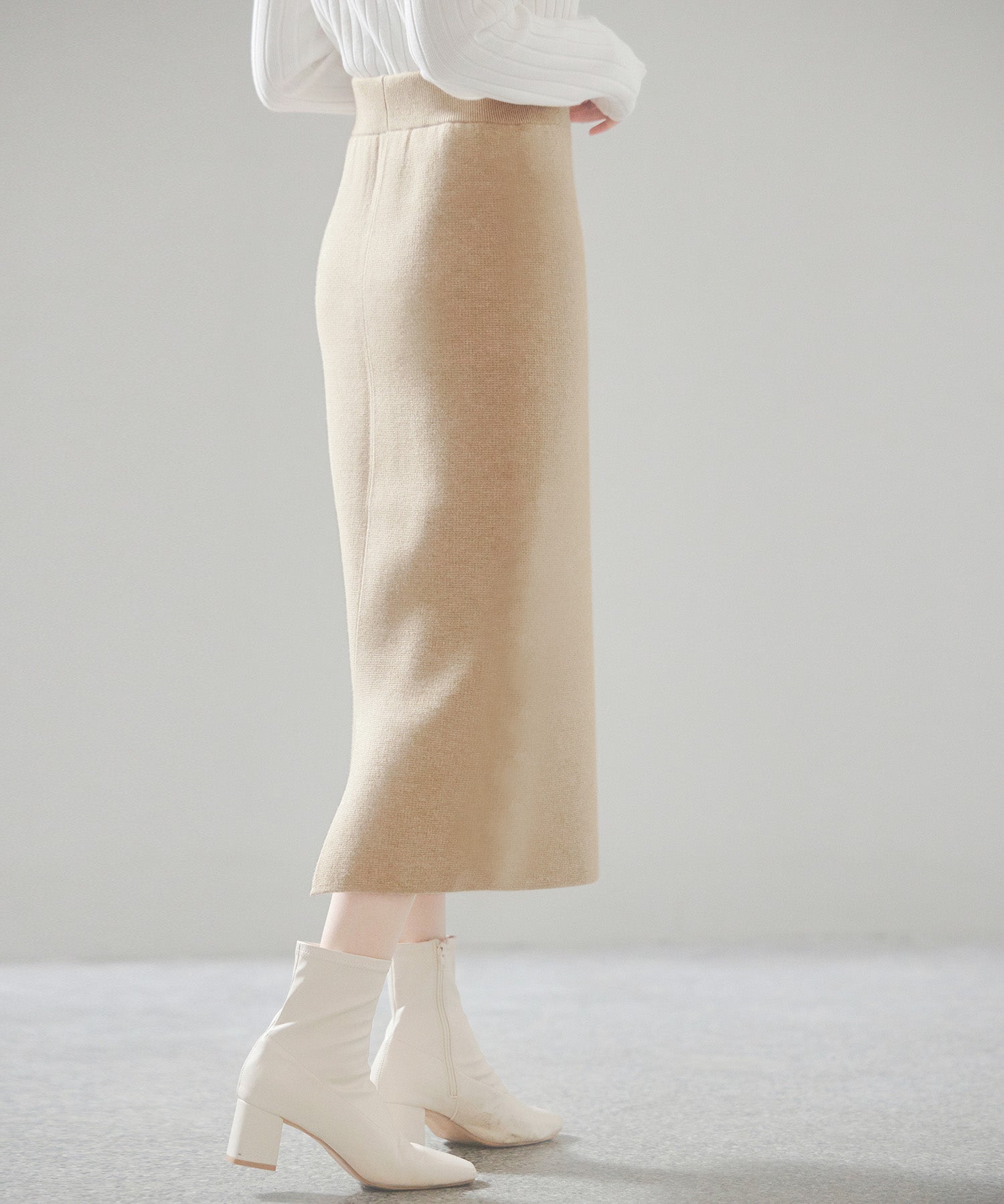 裏起毛タイトニットスカートsdp8041 ベージュ