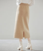 裏起毛タイトニットスカートsdp8041 ベージュ